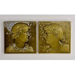 A pair of Minton, Hollins & Co Heads of Ancient Tribes series tiles, Saxon and Gael,