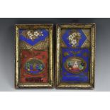 A pair of 19th century decoupage pictures, composed of gilt and coloured scraps,
