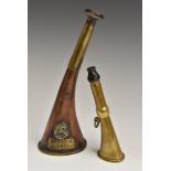 Leicestershire Fox Hunting - an early 20th century copper and brass hunting horn,