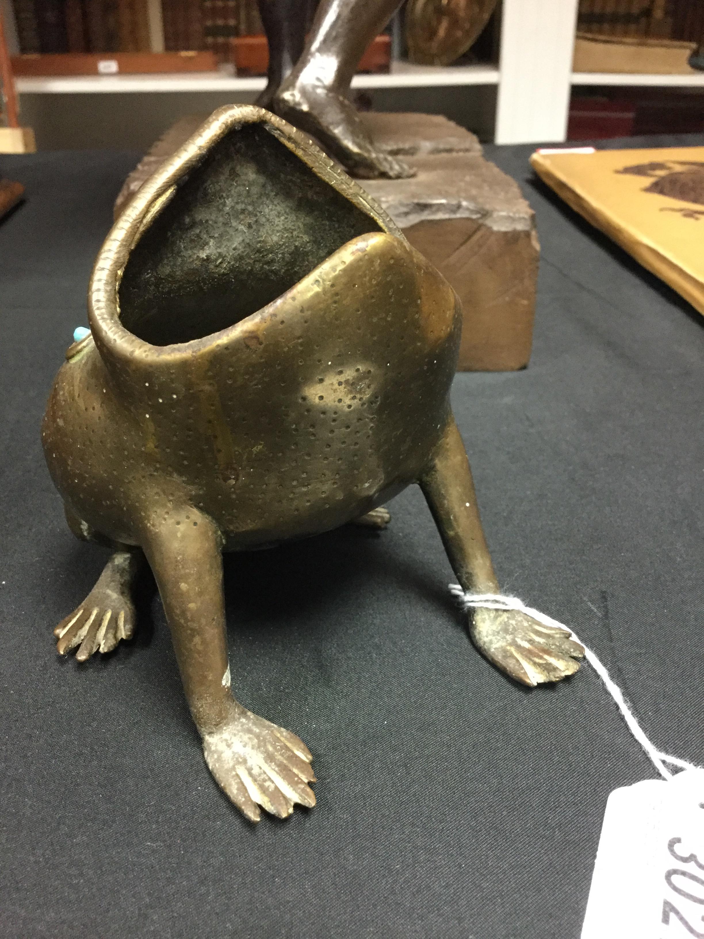 A 19th century bronze censer, as a toad, set with cabochons, - Image 2 of 10