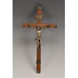 A Continental silver corpus Christi, mahogany cross, 19.