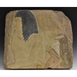 A large museum-type plaster cast, after an an Egyptian frieze fragment,