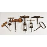 A German perpetual corkscrew, turned rosewood handle, 19cm long, c.