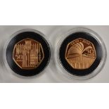 Gold proof coins: 2000 50p in capsule with presentation box and certificate,