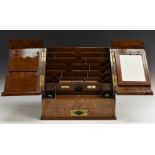 A Victorian burr walnut slope front desk top writing cabinet,