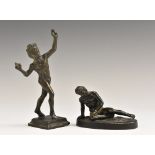 Grand Tour School (19th century), a dark patinated cabinet bronze, The Dying Gaul,