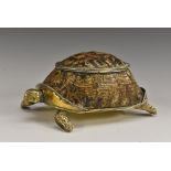 An unusual novelty table box and cover, as a tortoise,