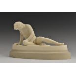 A 19th century parian ware Grand Tour figure, The Dying Gaul, after the antique, oval base,