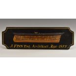 A 19th century style boat builder's half block hull model, painted and inscribed J Finn Esq.