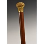 A 19th century gilt metal mounted gentleman's walking cane,