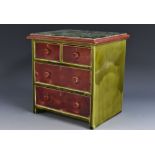 An unusual 19th century Art Pottery miniature chest of drawers,