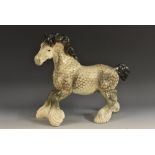 A Beswick Shire, in rocking horse grey, cantering, designed by Arthur Gredington, printed marks,