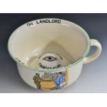 A mid 20th century Fieldings novelty musical chamber pot, “Patent Non Splash Thunder Bowl”,