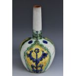 A Carlo Manzoni earthenware bottle vase, in the Della Robbia manner,