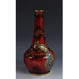 A Bernard Moore flambe slender ovoid vase,