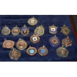 Sport -Derbyshire Football - a collection of silver presentation medal fobs,