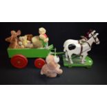 Toys and Juvenalia - a pull along horse and cart, c.