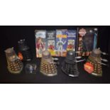 Dr Who - a Denys Fisher figure, Dr Who; another, Cyberman; Dalek novelty bubble bath bottles,