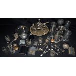 Metalware - a quantity of pewter tankards, goblets, hip flasks, travelling cups,