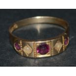 ***LOT WITHDRAWN***A 15ct gold dress ring, set with seed pearls and pink stones, marked 625, 3.