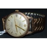 A gentleman's Accurist wristwatch, yellow metal, date aperture,