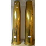 A pair of large brass ammunition 100 WWII shells, 70cm,