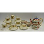 Ceramics - a Noritake gilt and cream pillory six setting coffee service inc coffee pot, cream jug,
