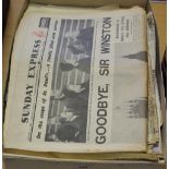 Newspapers and articles concerning the death of Winston Churchill; The First World War;