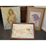 A J Tucker, nude, oil on canvas, others (3).