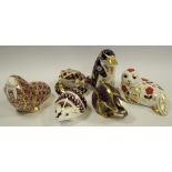 Royal Crown Derby Paperweights - hedgehog, seal, badger, imari frog, duckbill platypus,