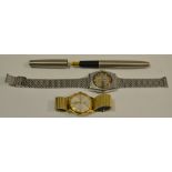 An Omax crystal automatic 25 jewel Gentleman's steel watch, serial no 35655, later strap,