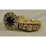 ****WITHDRAWN****An 18ct gold sapphire and diamond chip ring,