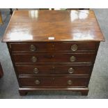 An early 19th century mahogany chest of small proportions, moulded top,