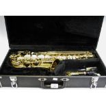 A Barkley Saxophone cased.