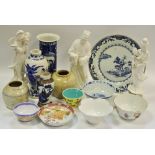 Oriental Ceramics - various 18th century and later Chinese wares, a blanc de chine figure,