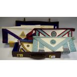 Masonic Interest - Masonic aprons in leather case
