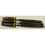 A Parker Vacumatic Vacufold fountain pen, gold tiger stripes to body and lid, Canada,