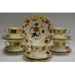 A Royal Crown Derby border pattern part tea service, comprising five tea cups and saucers,