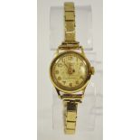 A gold plated Accurist lady's watch, manual movement, a later 9ct gold watch bracelet, approx 8g.