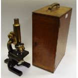 Scientific Instruments - a monocular microscope, by Hearson, London, triple-objective, no.