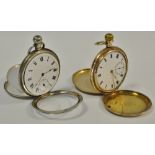 A silver pocket watch, 15 Jewel movement, white enamelled dial, Roman numerals,