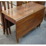 A 19th century mahogany rounded rectangular gateleg dining table, square legs, opens to 152.