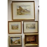PIctures And Prints - R Rushkin Farm, by the lake water colour, Wallis bridge over the river,