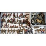 Toys and Juvenalia - a quantity of Britains and other lead soldiers, ships, animals, etc,