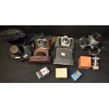 Photographic Equipment - an Ihagee Varex Exakta VX SLR camera; a Canon AV-1 SLR camera;