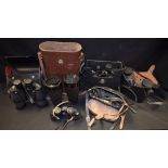 Binoculars - Pathescope de Luxe zoom field binoculars, Mark Scheffel 20 x 50 field binoculars,