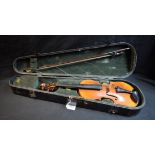 An early 20th century child's violin, two piece back, double line purfling,