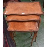 A 20th century burr walnut nest of tables