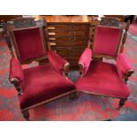 A pair of 19th century mahogany library chairs,