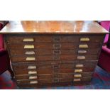 An early/mid-20th century oak plan chest,